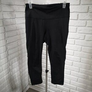 Kirkland Ladies Size Medium Black w/ Multi Color Insert on Legs Capri Leggings